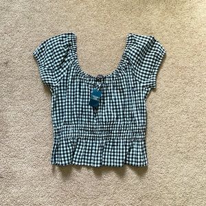 Medium Black and White Gingham Top - Abercrombie